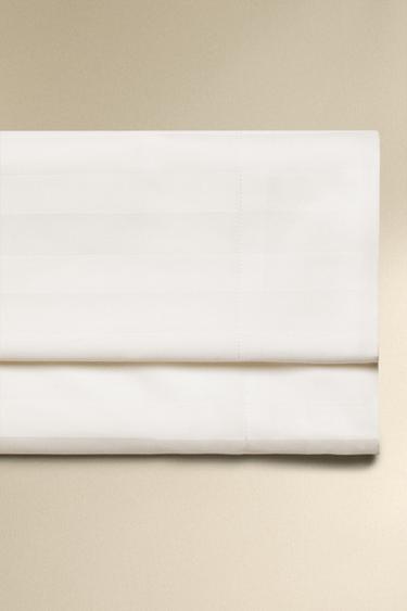 STRIPED SATEEN FLAT SHEET (500 THREAD COUNT) - Beige by Zara
