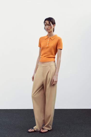 PANTALON À PLIS - Camel clair de Zara