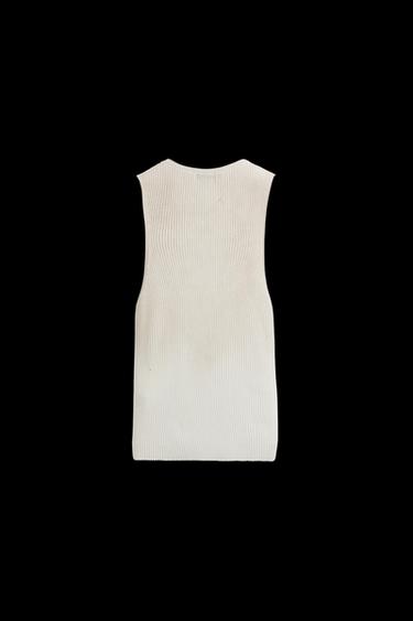 Zara SPRAY PRINT KNIT T-SHIRT - Oyster-white