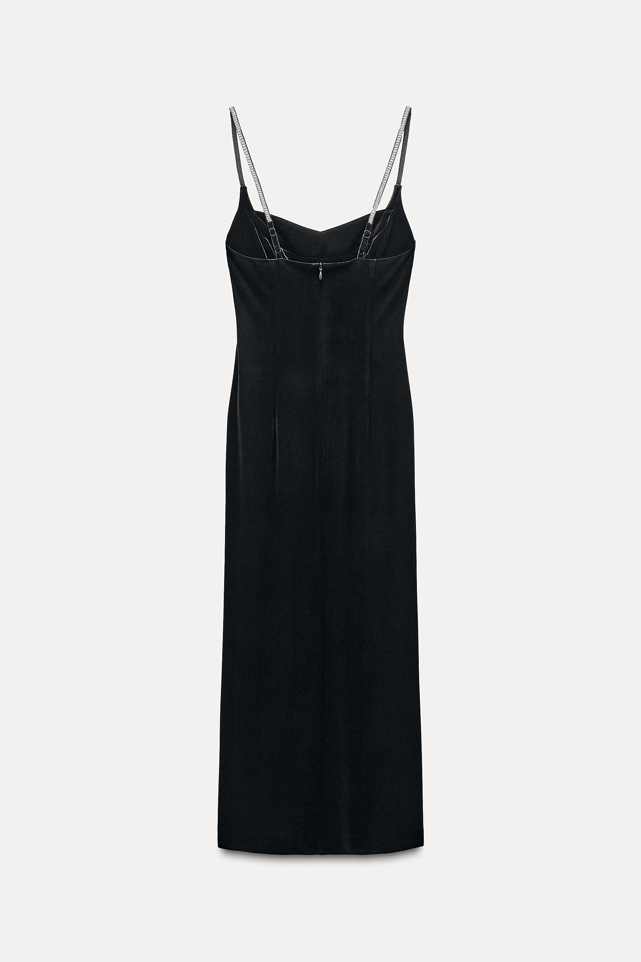VELVET STRAPS JEWEL MIDI DRESS - Black | ZARA United States