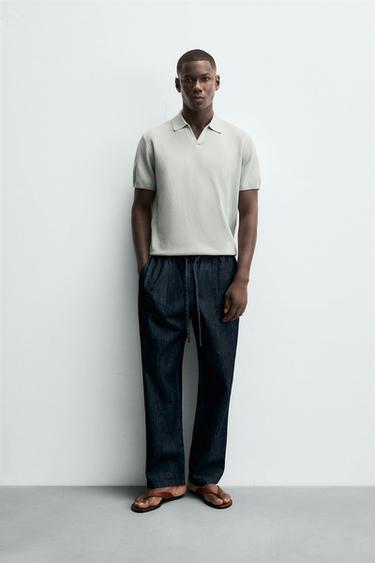 TEXTURED KNIT POLO SHIRT - Sea green by Zara - Image 0