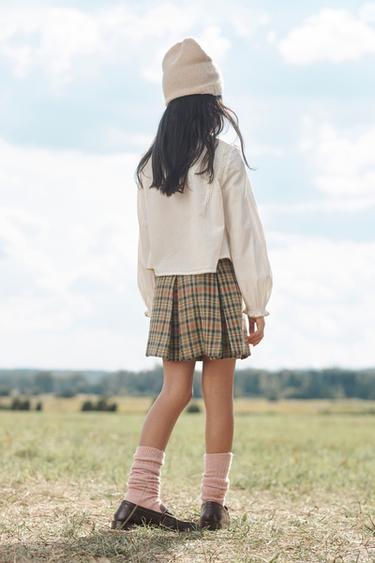 LIMITED EDITION HOUNDSTOOTH SKIRT WITH WOOL - orange-green by Zara - Image 1