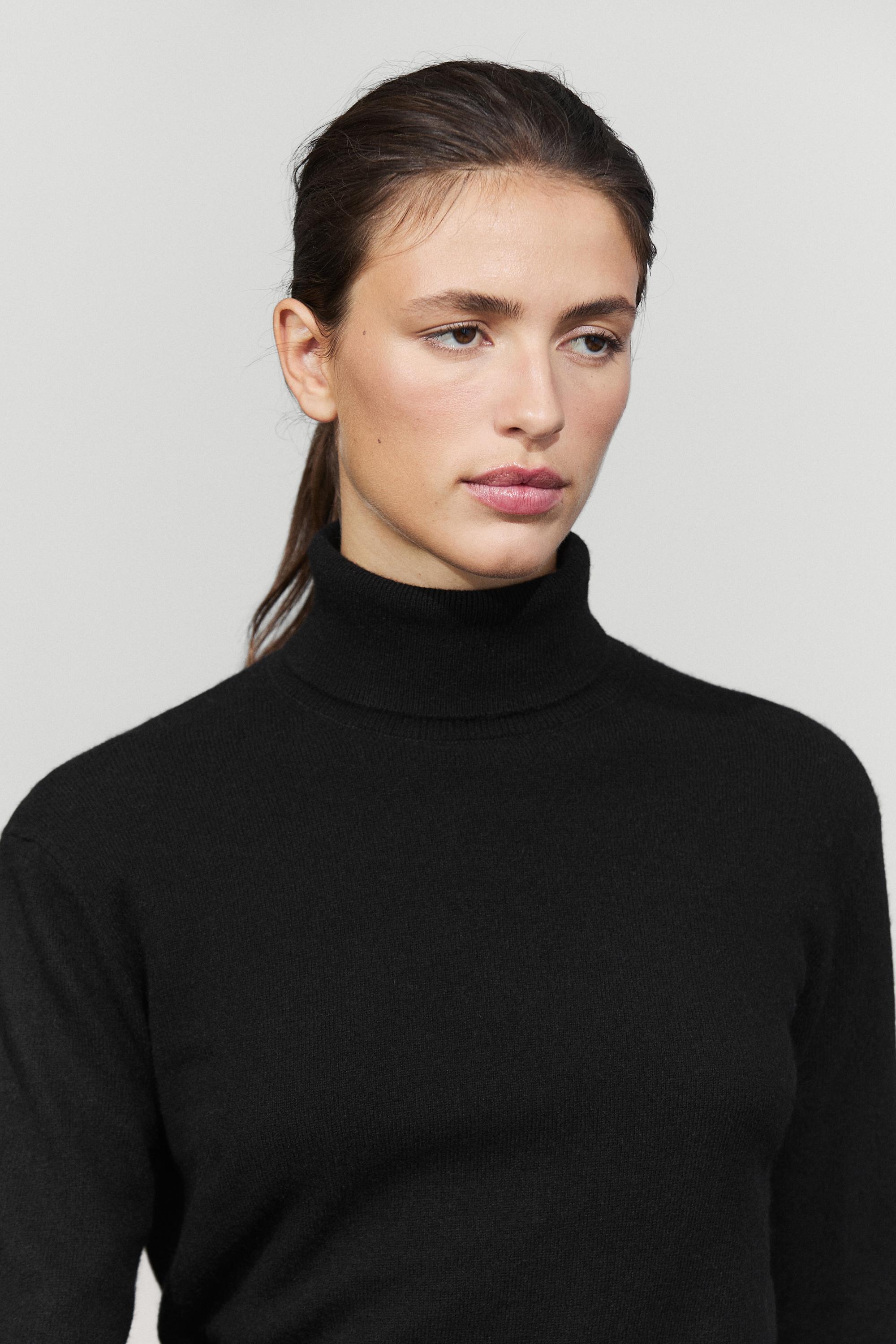 Wool blend knit turtleneck sweater