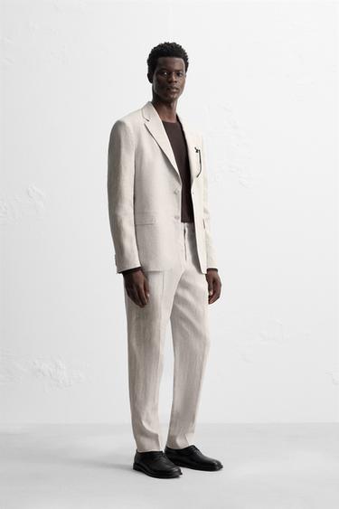 100% LINEN SUIT TROUSERS - Light beige by Zara - Image 3