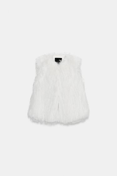 ZW COLLECTION FAUX FUR WAISTCOAT - White by Zara