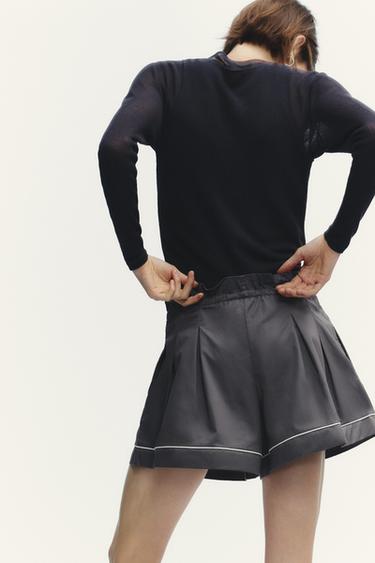 PIPING DETAIL VOLUME SHORTS - washed petrol by Zara - Image 4