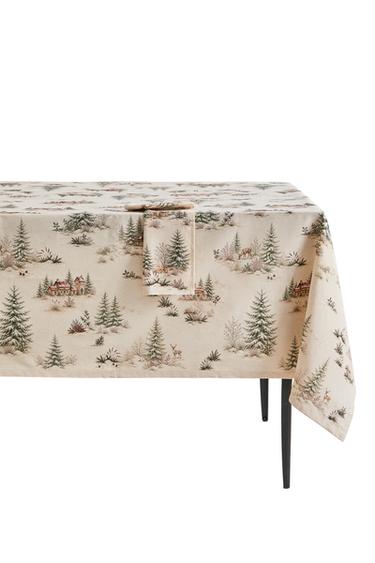 COTTON TOILE DE JOUY CHRISTMAS TABLECLOTH - Light beige by Zara