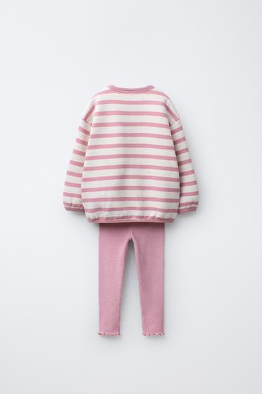 ENSEMBLE SWEAT À RAYURES ET LEGGING DOUX AU TOUCHER - Rose chiné de Zara - Image 1