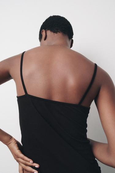 Zara SOFT STRAP TOP - Black
