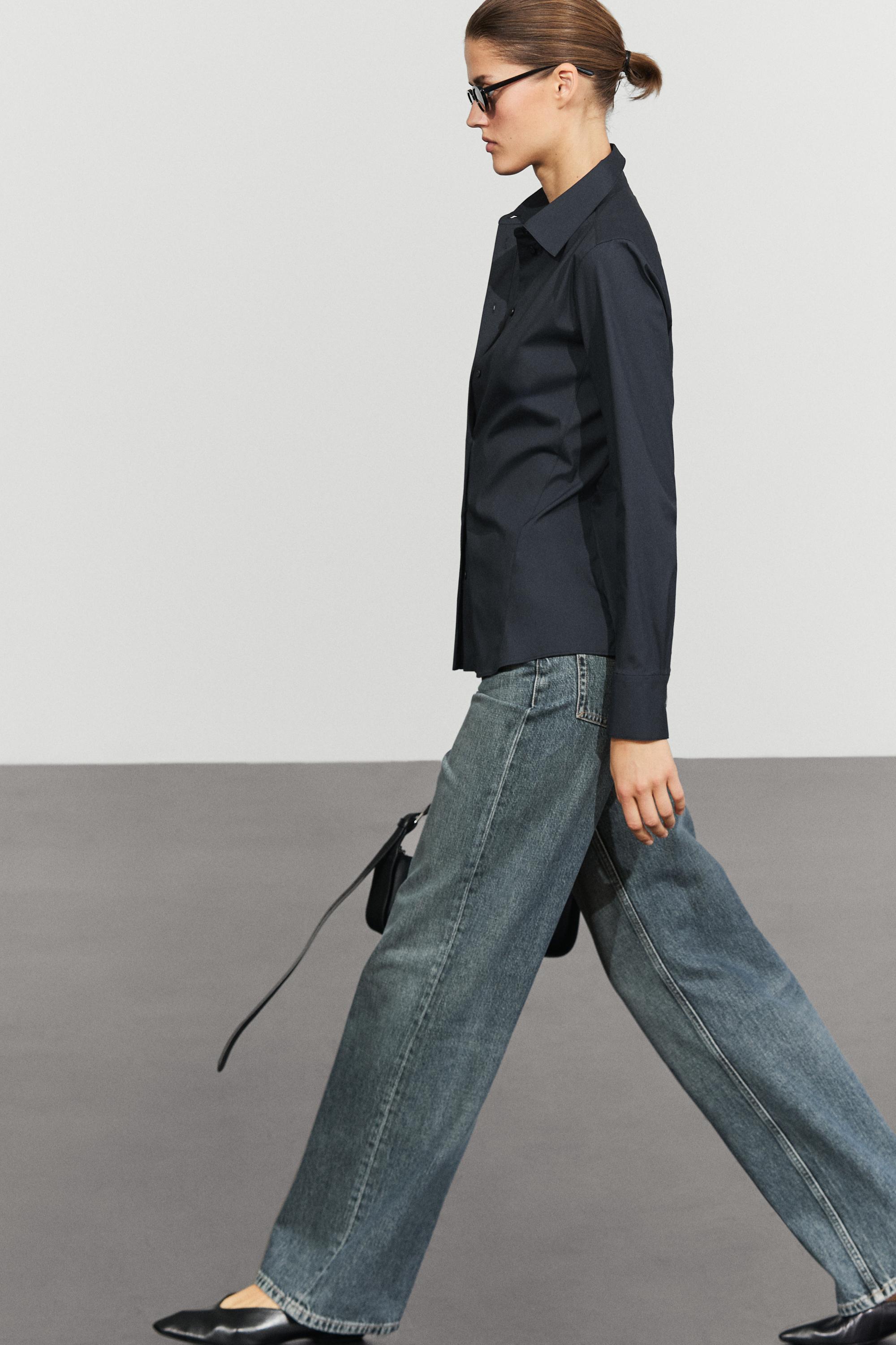 Cotton blend poplin shirt