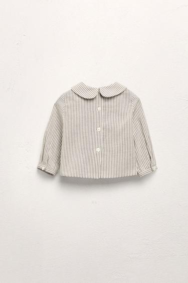 CHEMISE RAYURES COL CLAUDINE ÉDITION LIMITÉE - marron/blanc de Zara - Image 1