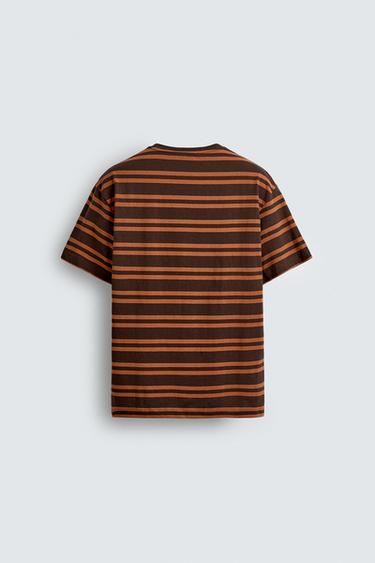STRIPED JACQUARD T-SHIRT - Brown by Zara - Image 7