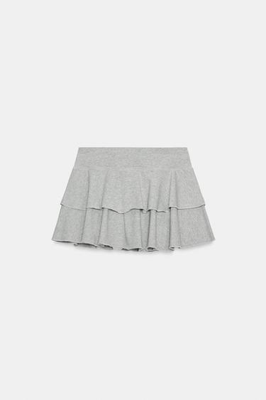 MINI JUPE À VOLANTS - Gris chiné de Zara - Image 6