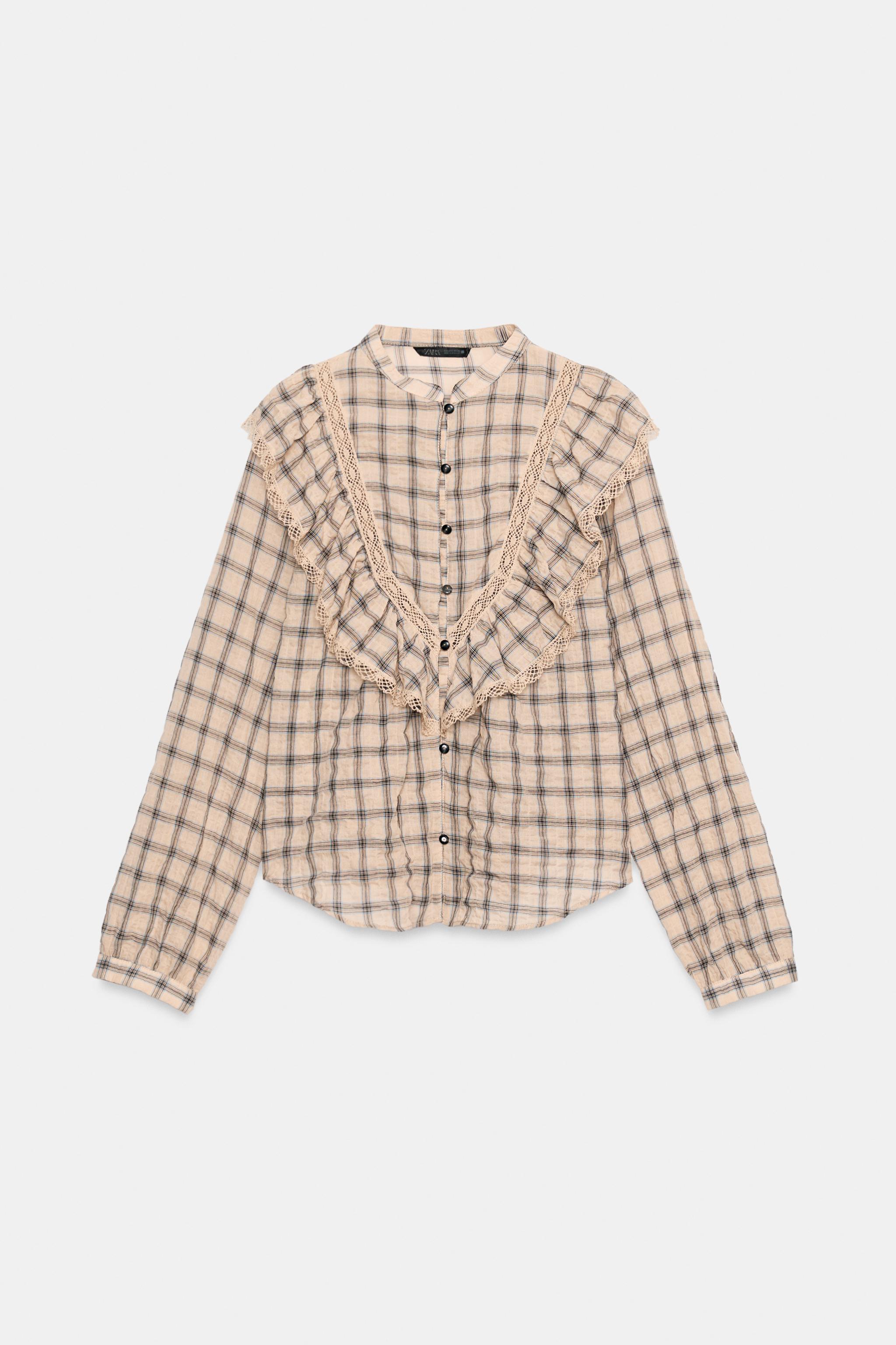 BLOUSE CARREAUX DENTELLE