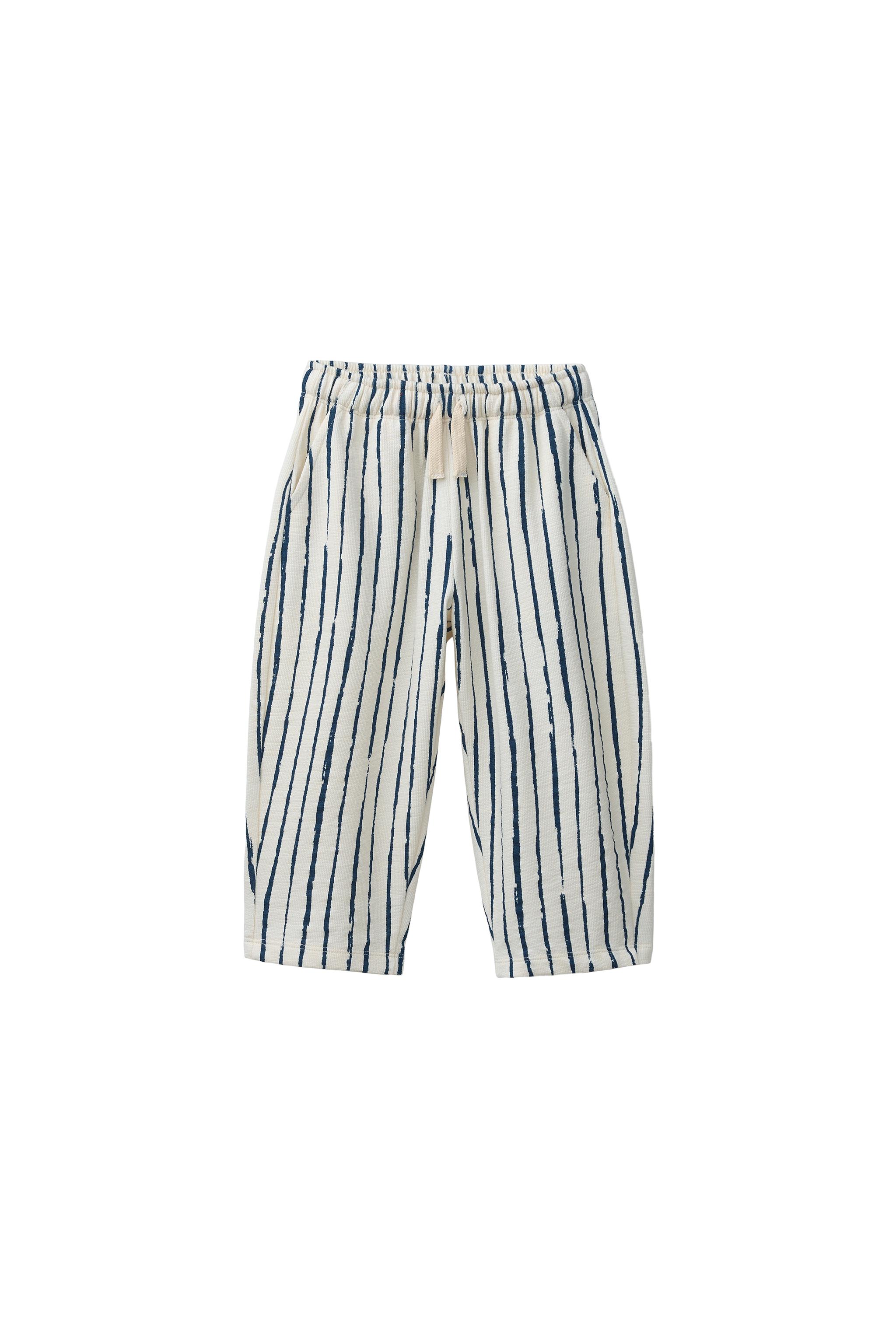 STRIPED BALLOON TROUSERS - Ecru / Red | ZARA India