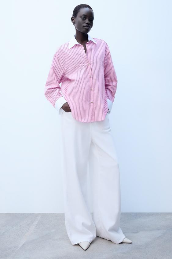 CAMISA RAYAS CONTRASTE - Rosa de Zara - Imagen 0
