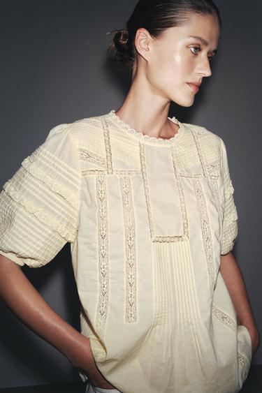ZW COLLECTION ROMANTIC SHIRT - Light yellow by Zara