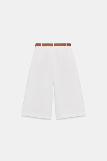 BERMUDA LONG AVEC CEINTURE - Blanc cassé de Zara - Image 7