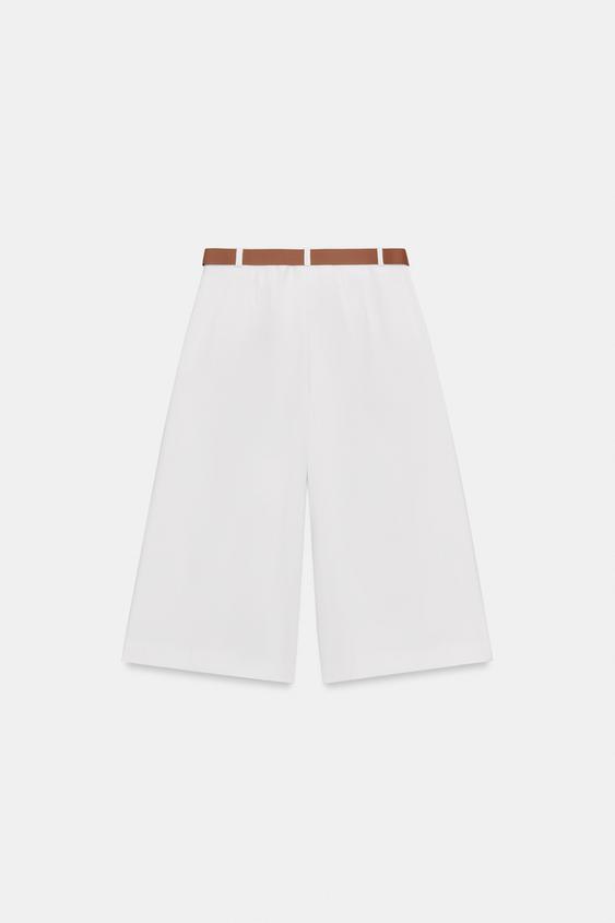 BERMUDA LONG AVEC CEINTURE - Blanc cassé de Zara - Image 7