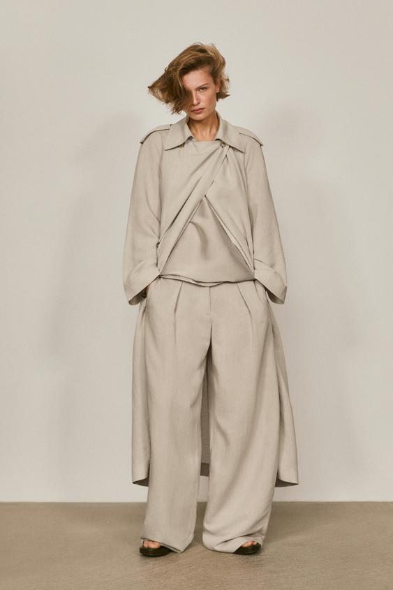 Oversize linen blend trench coat - LIMITED EDITION from Zara - $690