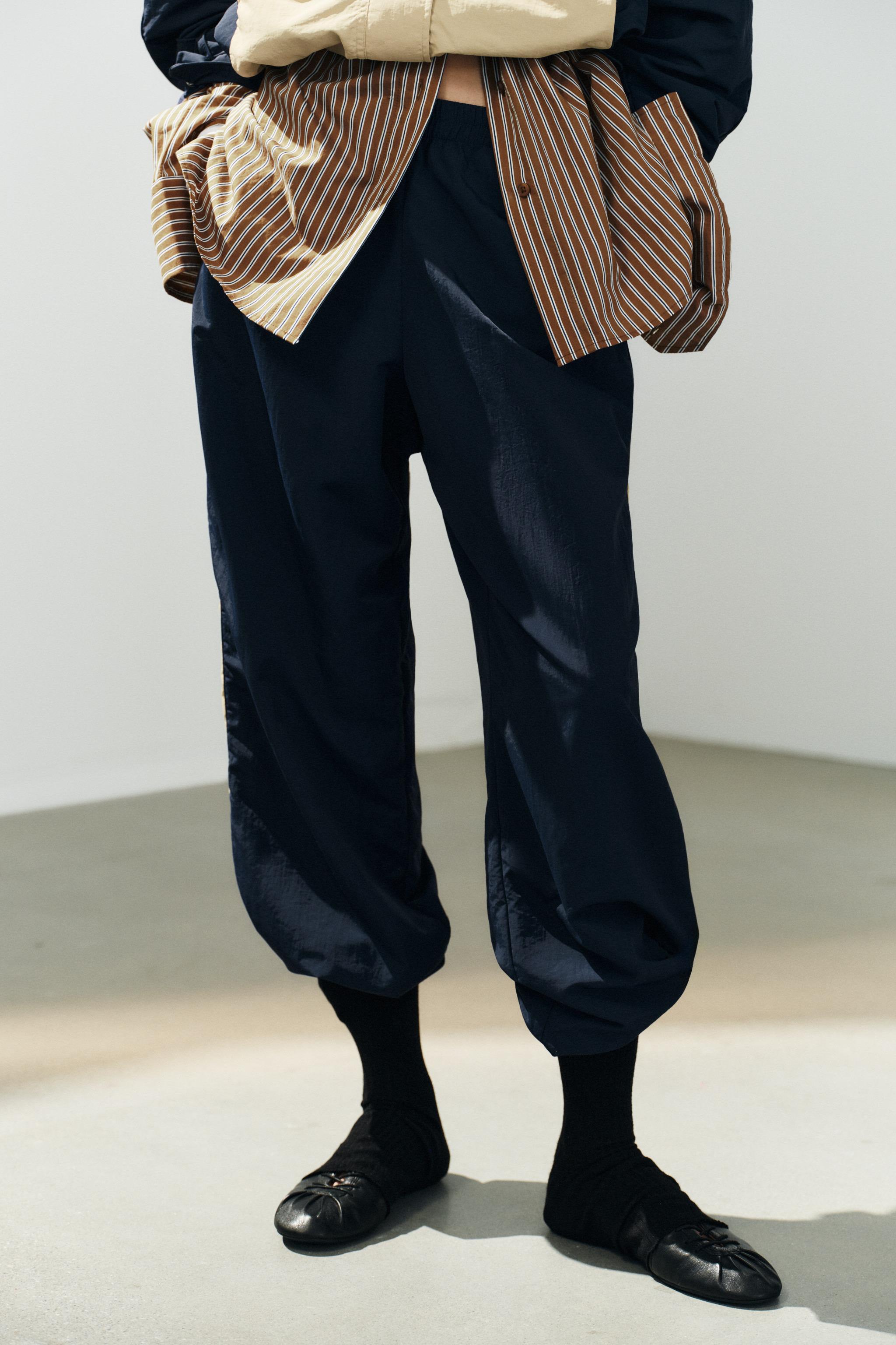 NYLON SIDE STRIPE TROUSERS — Navy blue
