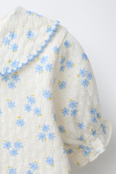 FLORAL TEXTURED T-SHIRT - Ecru by Zara - Image 2