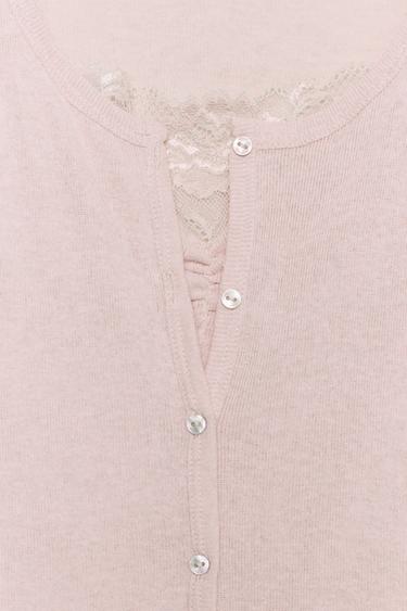 VESTE BIMATIÈRE TOP DENTELLE - Rose chiné de Zara - Image 5