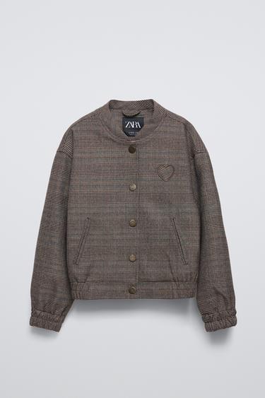 CHECKED BOMBER JACKET - camel by Zara
