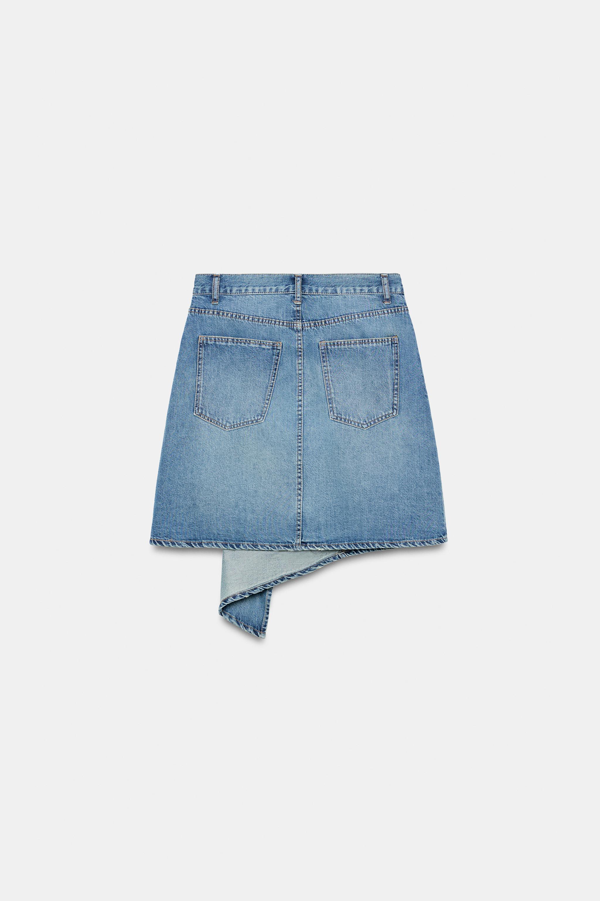 Женские юбки Zara TRF ASYMMETRIC DENIM SKIRT — фото 8
