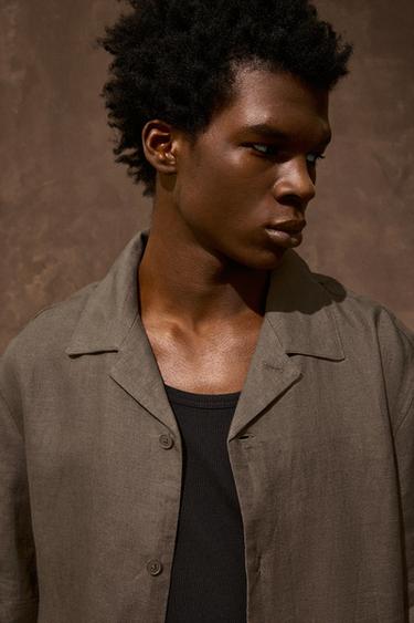 100% LINEN SHIRT - Brown / Taupe by Zara