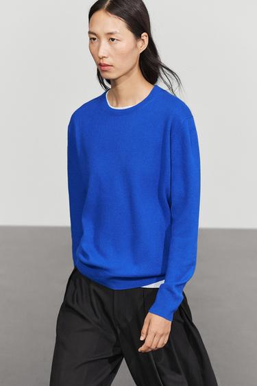Wool blend crew neck knit sweater — Washed petrol 2