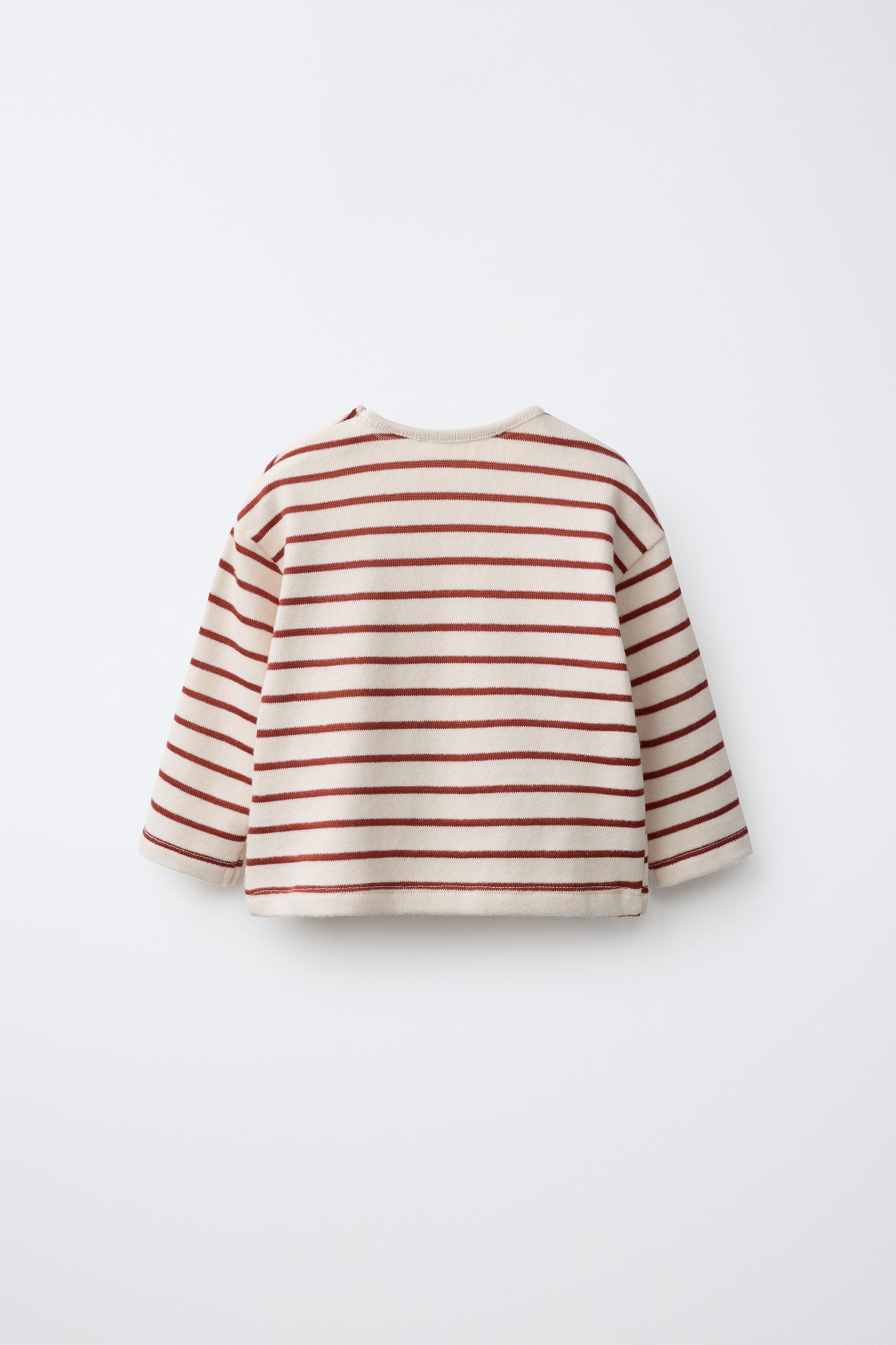 STRIPED BEAR EMBROIDERY T-SHIRT