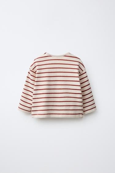 STRIPED BEAR EMBROIDERY T-SHIRT — Ecru 2