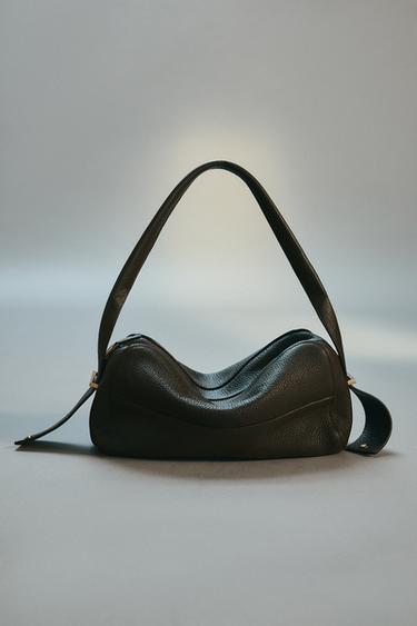 BOLSA DE COURO DE OMBRO - Marrom da Zara