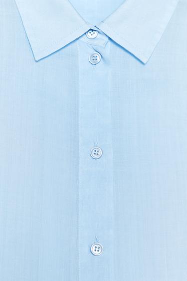 CHEMISE AVEC RAMIE ZW COLLECTION - Bleu clair de Zara - Image 6