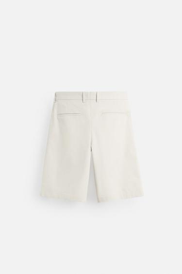 PLEATED COTTON/LINEN BERMUDA SHORTS - Light beige by Zara - Image 6