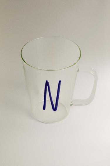 BOROSILICATE MUG WITH INITIAL N — Cobalt 2