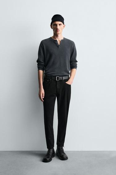 SLIM FIT CROPPED JEANS - Black by Zara