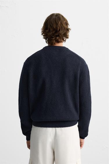 PULL STRUCTURÉ À CARREAUX - Bleu marine de Zara - Image 2