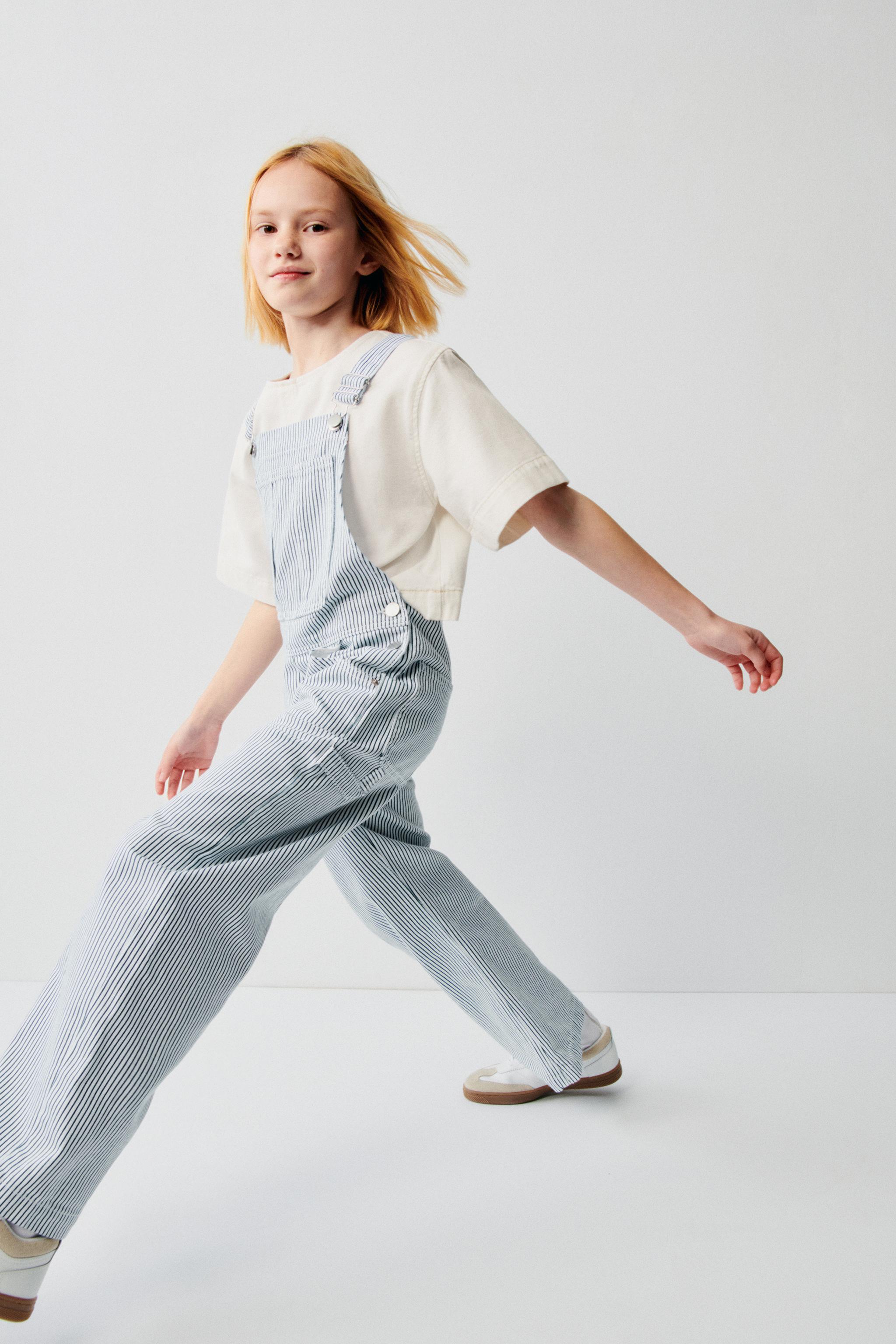 STRIPED DENIM FULL LENGTH OVERALLS