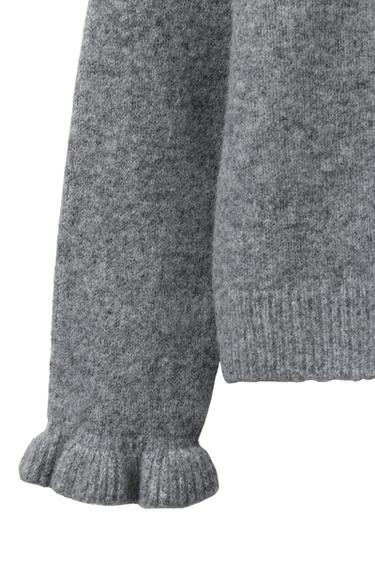 RUFFLE KNIT CARDIGAN WITH WOOL - Grey by Zara