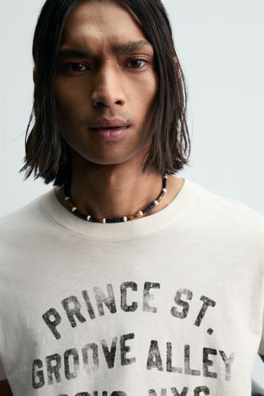 BOXY FIT FADED SLOGAN T-SHIRT - Ecru by Zara - Image 5