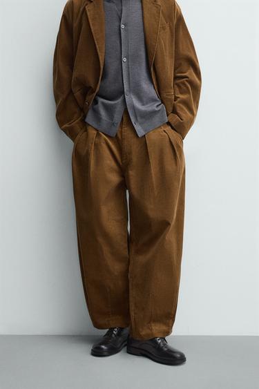 LIMITED EDITION CORDUROY SUIT TROUSERS - Brown by Zara