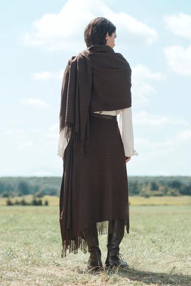 LONGUE ÉCHARPE À CARREAUX ÉDITION LIMITÉE - Marron de Zara - Image 1