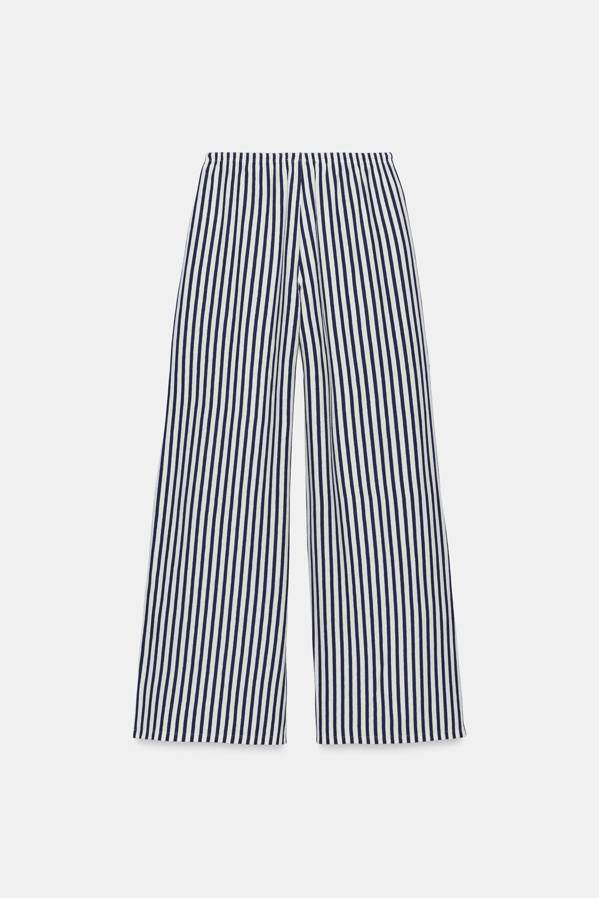 STRIPED LINEN BLEND PANTS