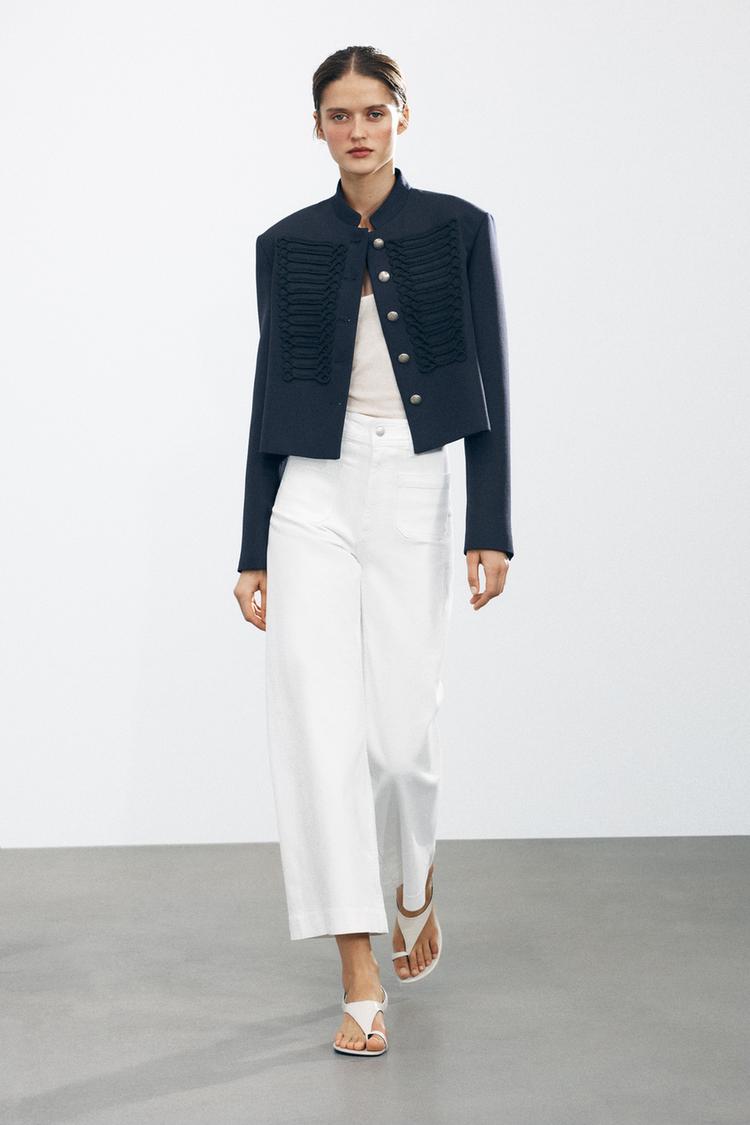 ZW COLLECTION WIDE-LEG HIGH-WAIST JEANS Oyster-white ZARA Ireland