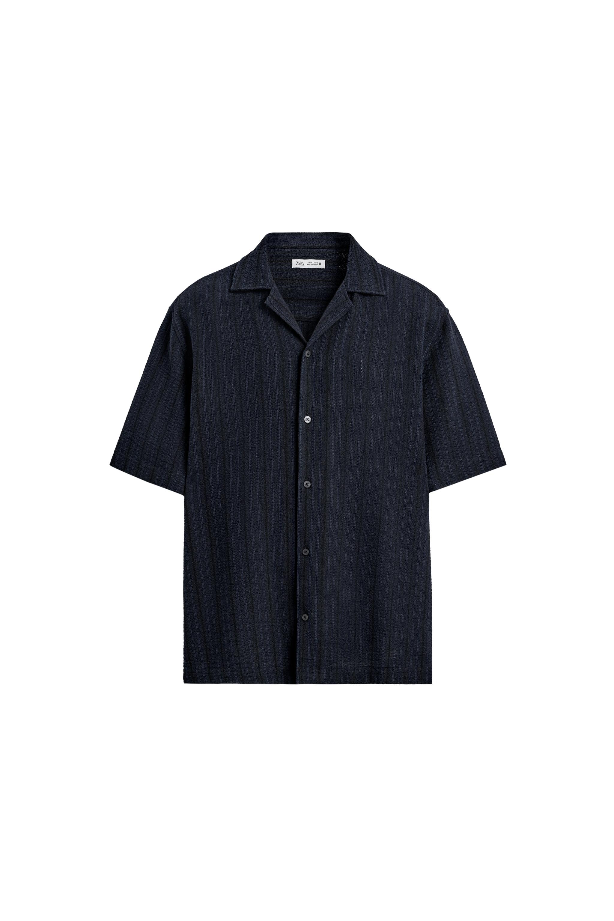 ジオメトリックジャカードシャツ - ネイビーブルー | ZARA Japan / 日本