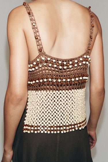 TOP EN MAILLE CROCHET À FANTAISIE - Beige de Zara - Image 2