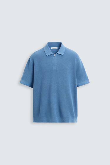 POLO PUNTO PERLADO CREMALLERA - Azulón de Zara