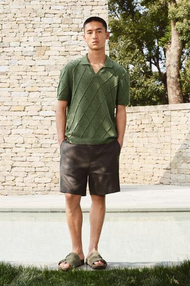 Zara 100% 亞麻標準版短褲 - 棕色